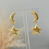Metal moon star pendant earrings