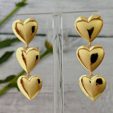 Metal heart long earrings