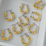 Silver and gold twist hoop