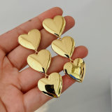 Metal heart long earrings