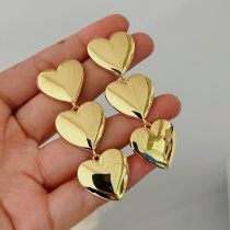 Metal heart long earrings
