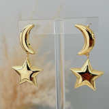Metal moon star pendant earrings