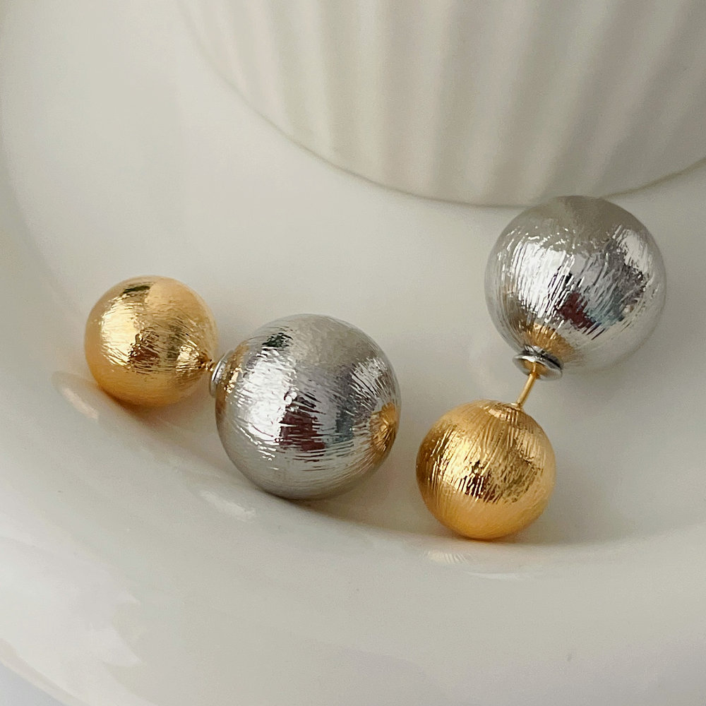 Gold and silver ball earrings
