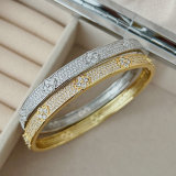 Pave clover flower bangle