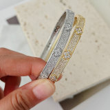 Pave clover flower bangle