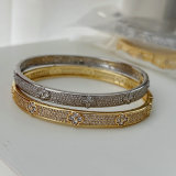 Pave clover flower bangle