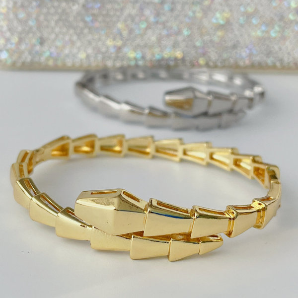 Pave metal snake bangle