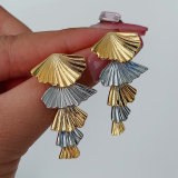 Silver and gold mix color leaf earrings