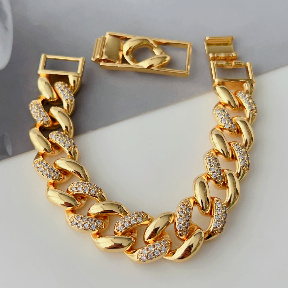 Gold18k plated chunky chain bracelet