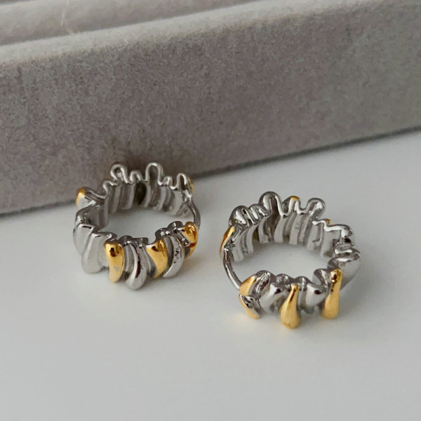 Silver and gold mix color hoop