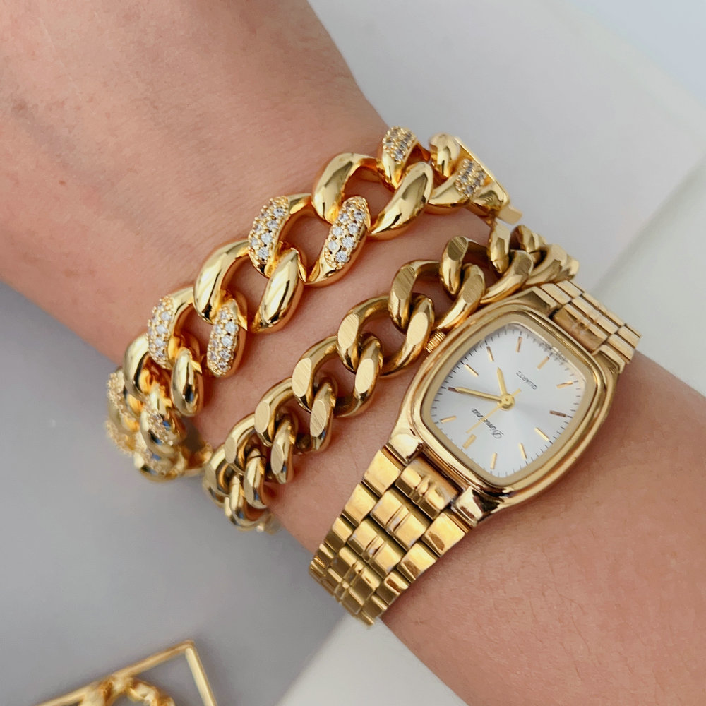 Gold18k plated chunky chain bracelet