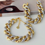 Silver and gold color mix chunky chain bracelet