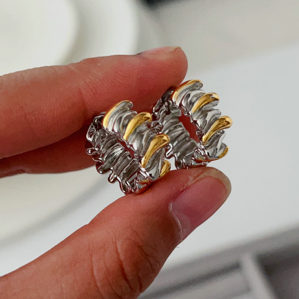 Silver and gold mix color hoop