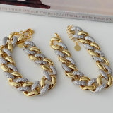 Silver and gold color mix chunky chain bracelet