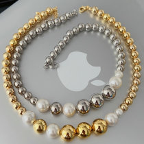 12MM Big gold ball with pearl necklace