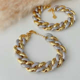 Silver and gold color mix chunky chain bracelet