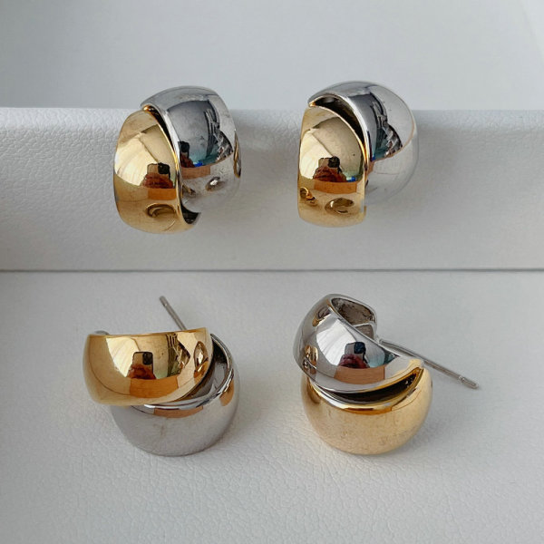 Small silver and gold mix color hoop