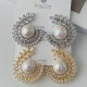 Pearl pave leaf earrings