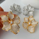 Pave zircon chunky flower earrings