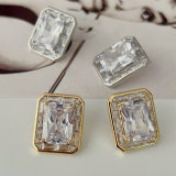Pave zircon square earrings