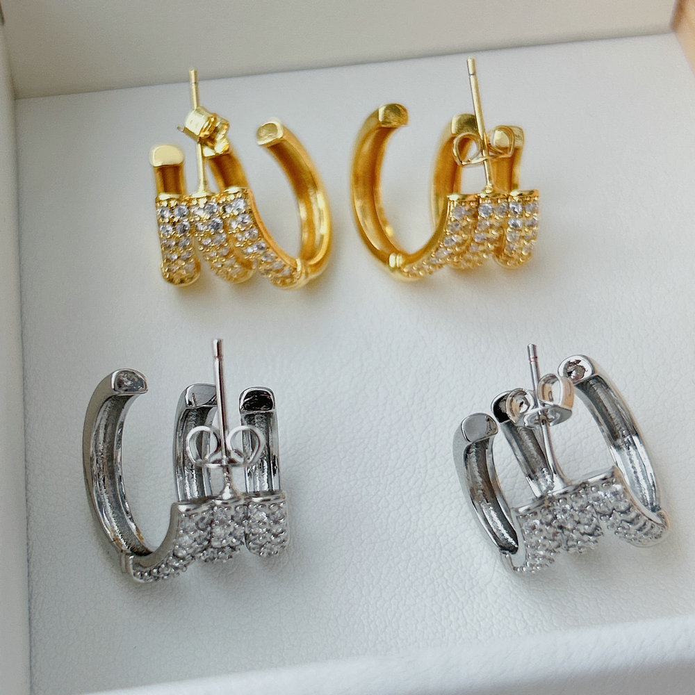 Pave zircon hoop earrings