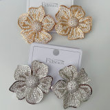 Big pave zircon flower earrings