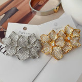 Pave zircon chunky flower earrings