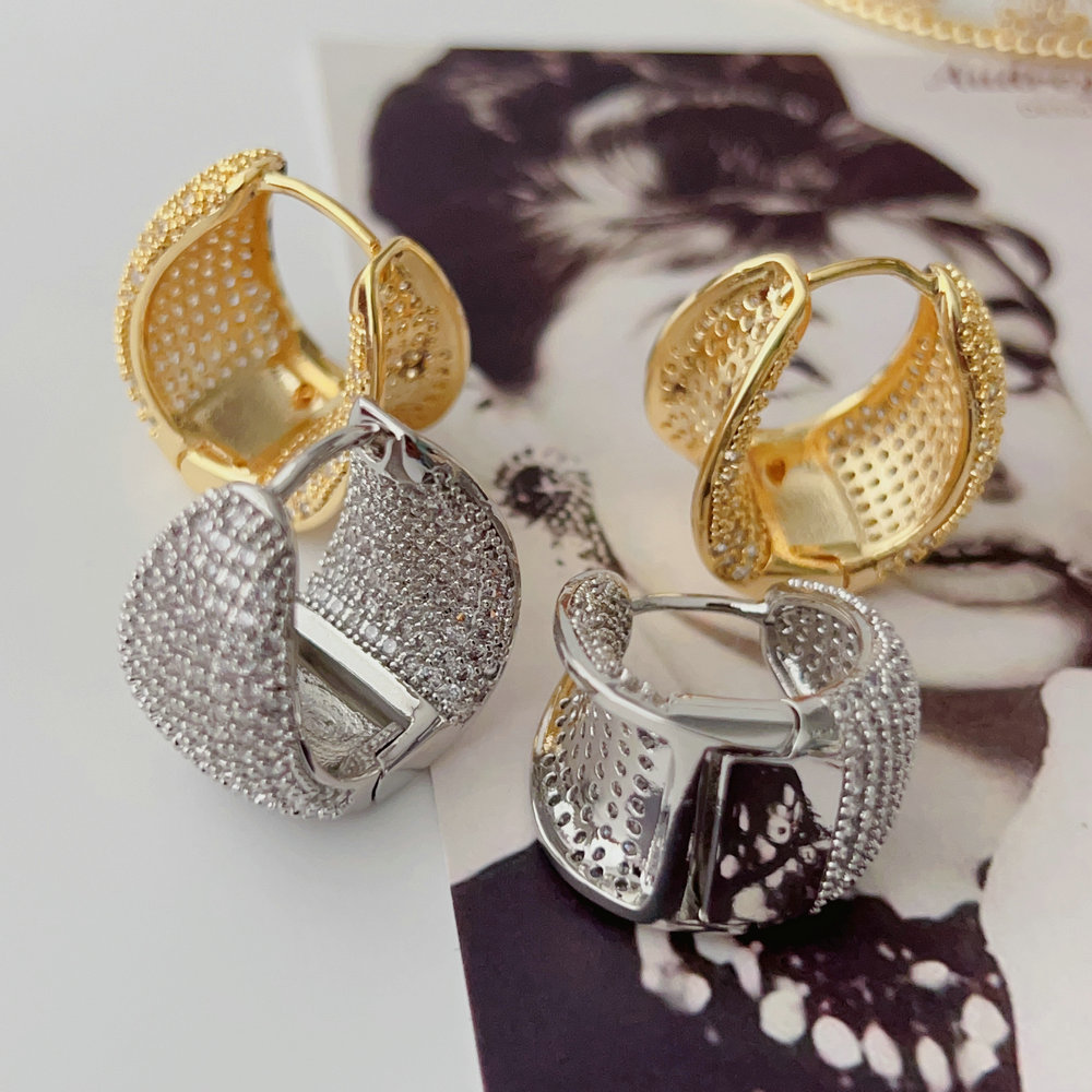 Pave u hoop earrings