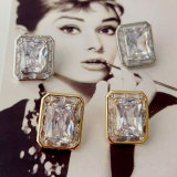 Pave zircon square earrings