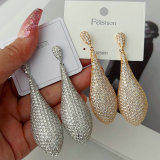 Pave zircon drop earrings