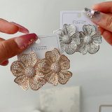 Big pave zircon flower earrings