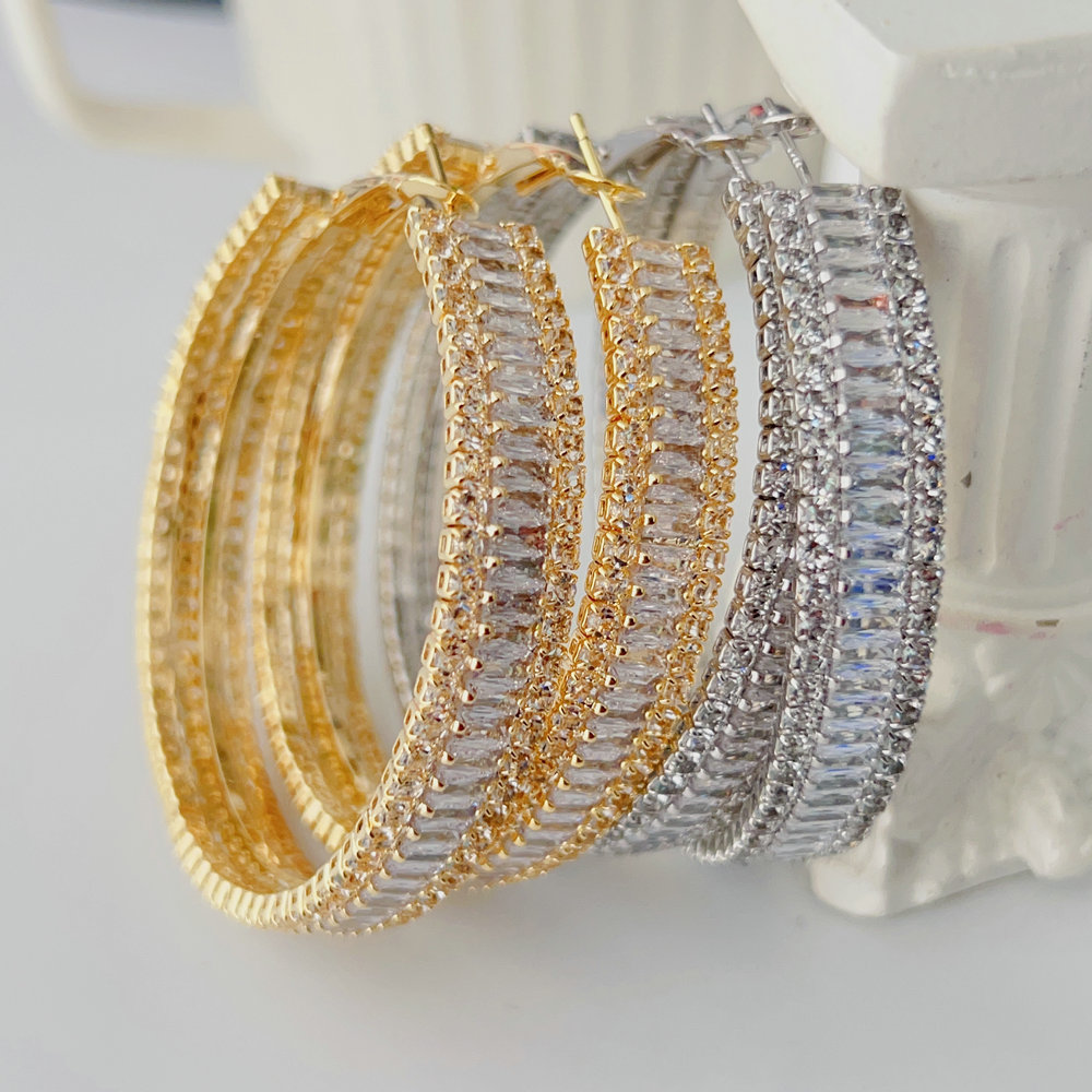 Big chunky zircon earrings