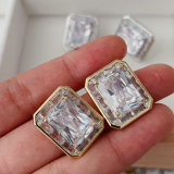 Pave zircon square earrings