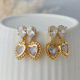 Pave zircon heart earrings