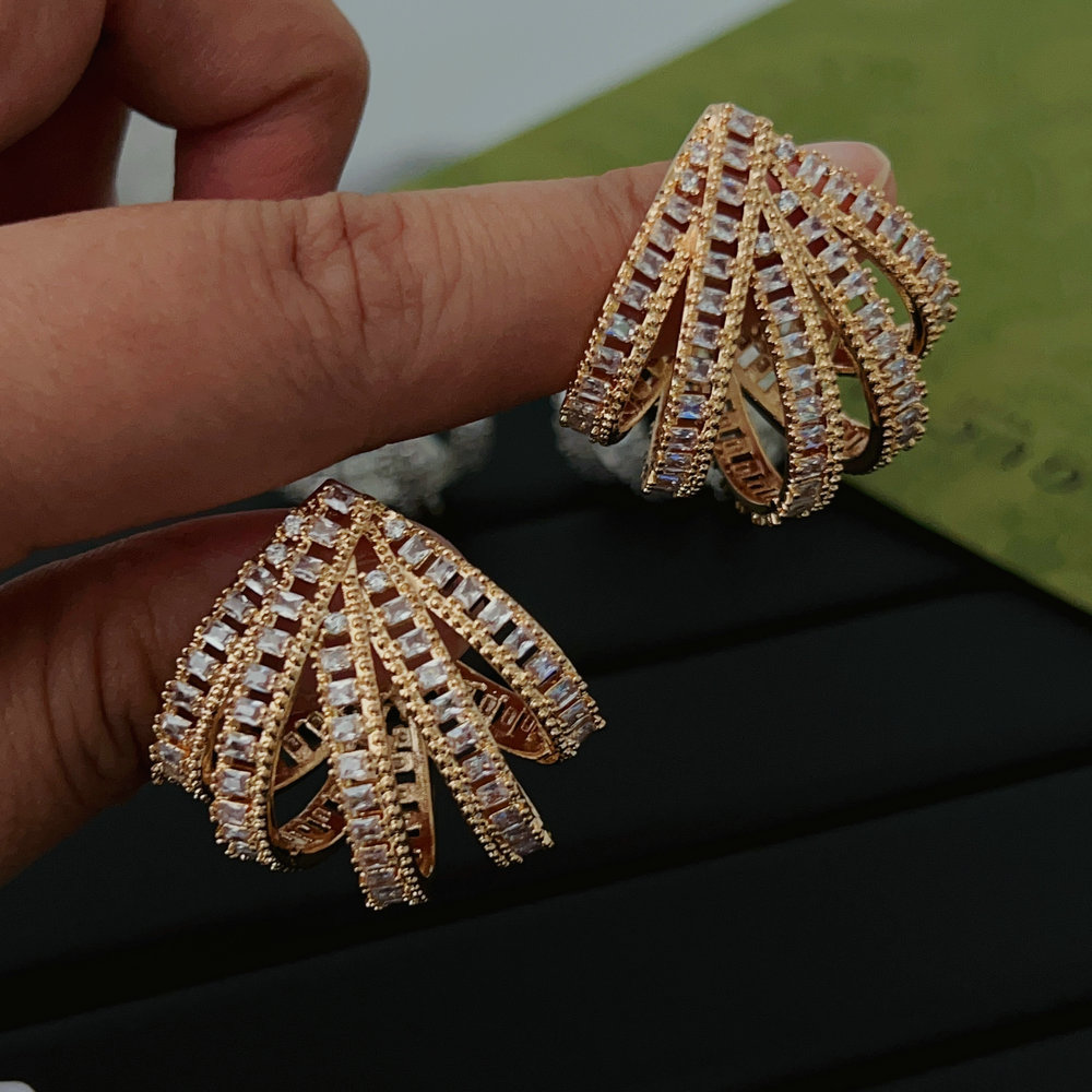 Pave fan earrings