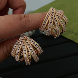 Pave fan earrings