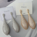 Pave zircon drop earrings