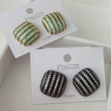 Pave zircon square earrings