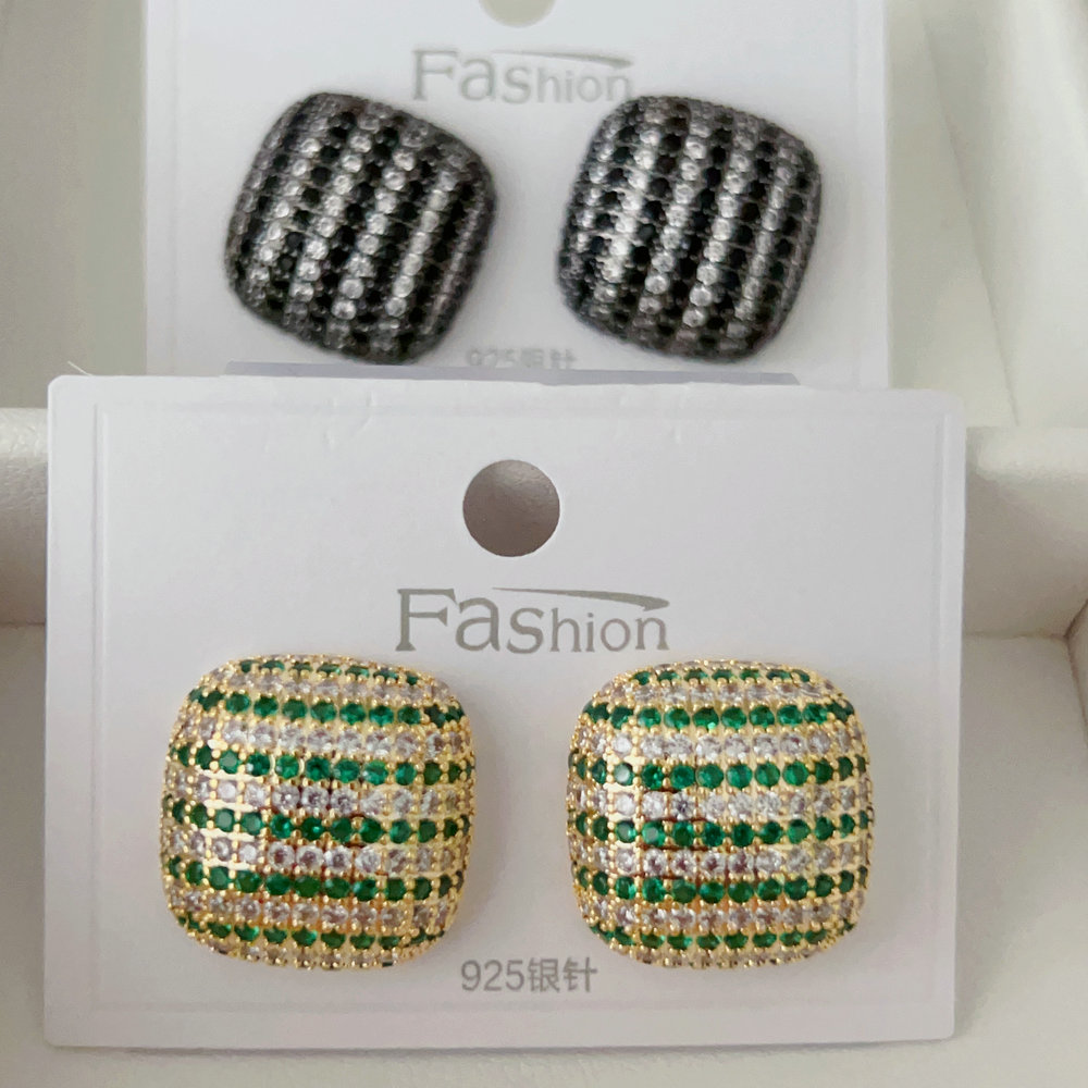 Pave zircon square earrings