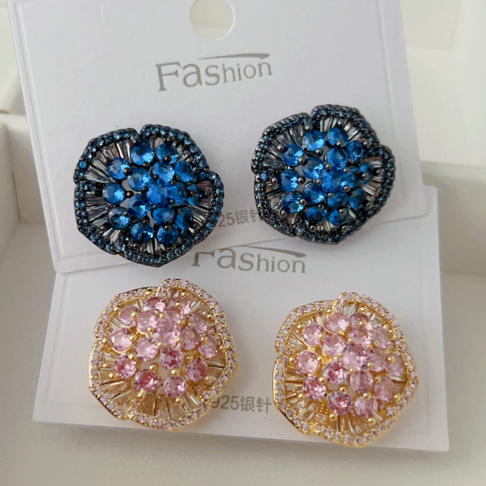 Pave flower earrings