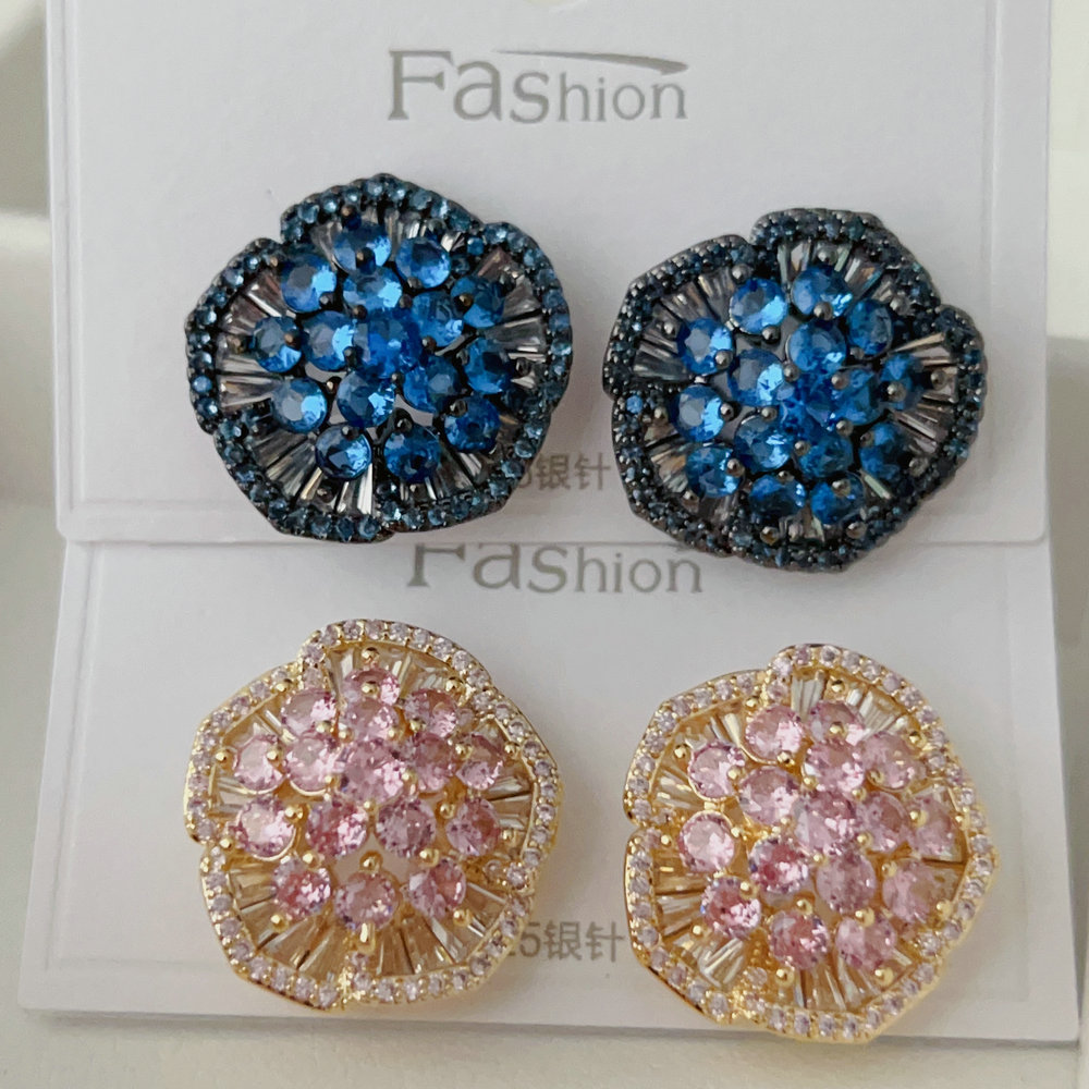 Pave flower earrings