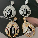 Pave wing charm earrings