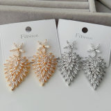 Pave leaf earrings