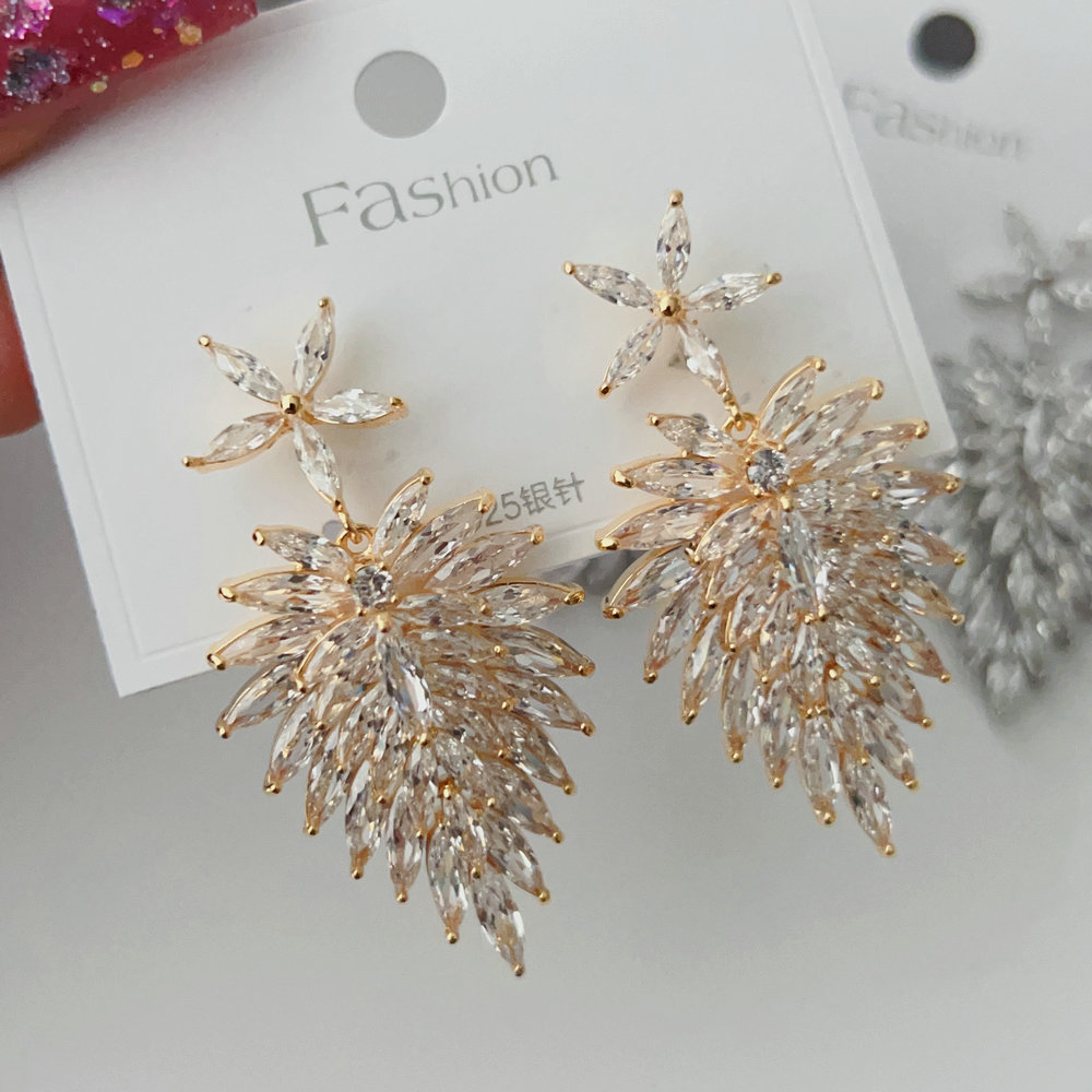 Pave leaf earrings