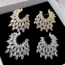 Pave zircon leaf earrings