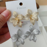 Pave flower earrings