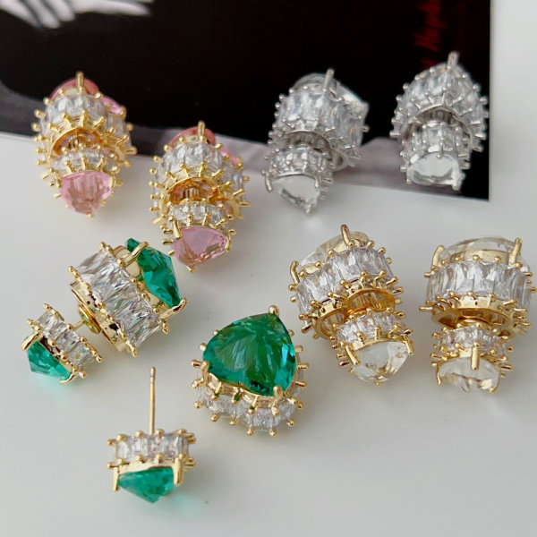 Pave heart earrings