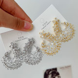 Pave zircon leaf earrings