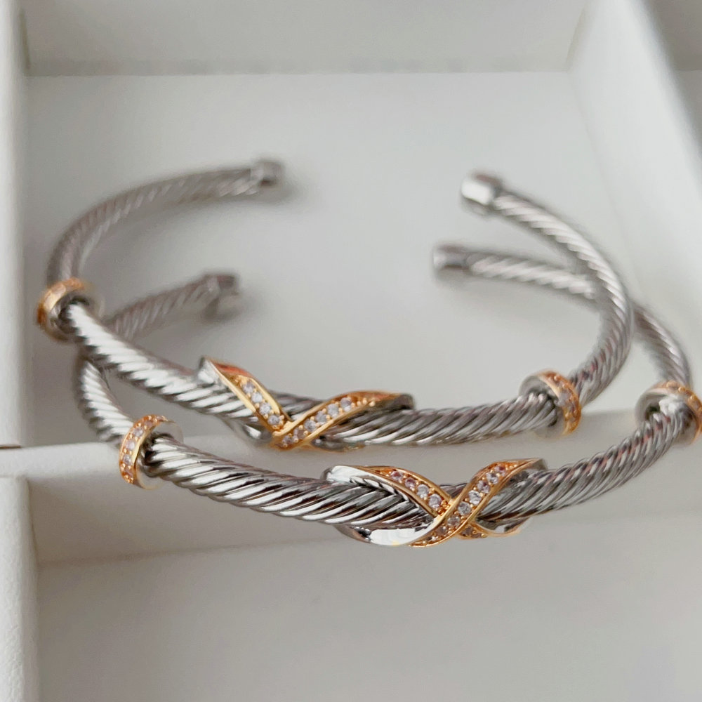 Pave cross bangle