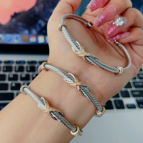 Pave cross bangle